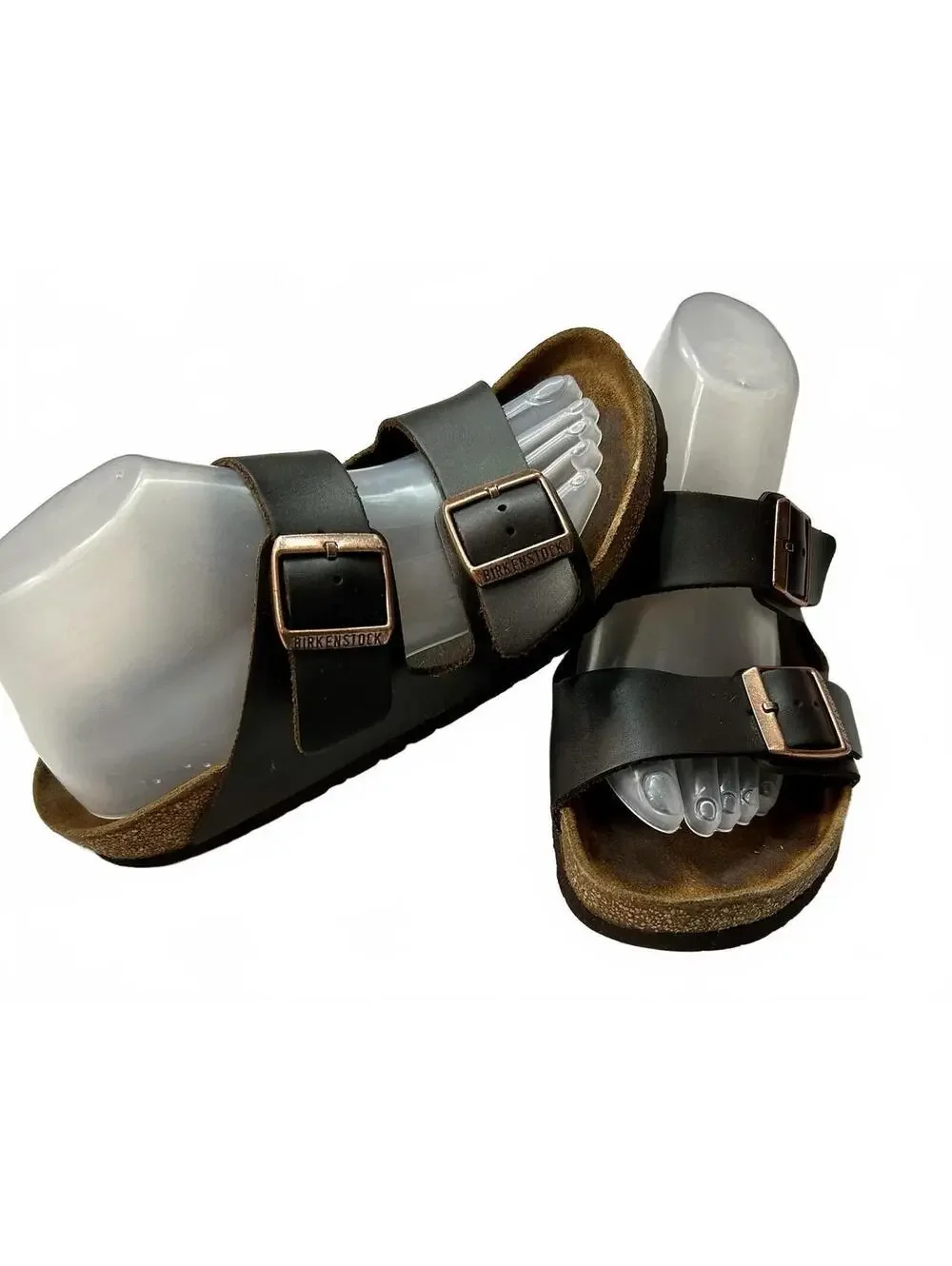 Birkenstock Arizona Men’s Brown Leather Slide Sandals 6.5 Adjustable Buckle boho